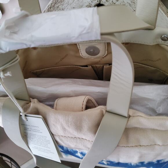 Lucky Brand Soue Top Handle Shoulder Strap Twill Canvas Tote Bag in Blue Tie Dye - Picture 8 of 11